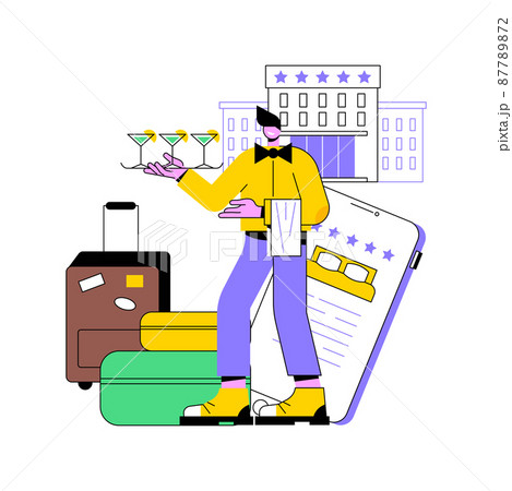 Lifestyle hotel abstract concept vector illustration. Hospitality industry, cutting-edge resort, online booking, traveler review, free breakfast, wi-fi and parking, sea shore abstract metaphor. Lifestyle hotel abstract concept vector illustration. Hospitality industry, cutting-edge resort, online booking, traveler review, free breakfast, wi-fi and parking, sea shore abstract metaphor. 87789872
