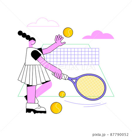 Tennis abstract concept vector illustration. Recreational sport, tennis court, racket rental, youth training, professional player, watching championship, outdoor practice abstract metaphor. Tennis abstract concept vector illustration. Recreational sport, tennis court, racket rental, youth training, professional player, watching championship, outdoor practice abstract metaphor. 87790052