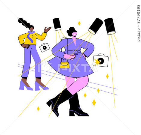 Fashion week abstract concept vector illustration. Fashion industry event, model defile, runaway show, collection presentation, apparel brand, clothes designer, glamour week abstract metaphor. 87790198