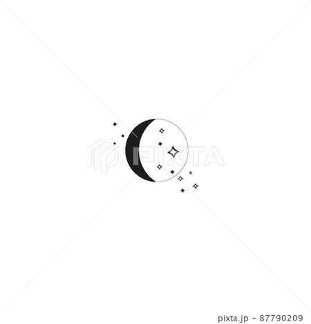 the moon icon has three stars. with a simple design with a combined circle object with three stars. suitable for web icons, mobile applications, design logos. 87790209