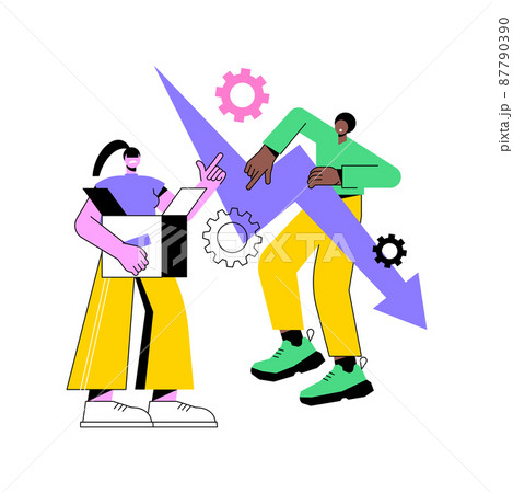 Displaced workers abstract concept vector illustration. Displaced job position, contract cessation, permanent worker laid off, bankrupt company, failed business termination abstract metaphor. 87790390