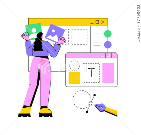 Layout abstract concept vector illustration. Website development, user interface, frontend, graphic design team, landing page, responsive design, marking tool, consistency abstract metaphor. 87790402