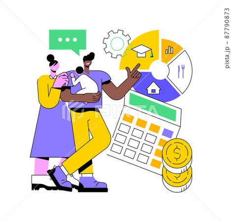 Childcare expenses abstract concept vector illustration. Child care tax credit, family budget, childcare money, daycare expenses, calculation and deduction, financial plan abstract metaphor. 87790873