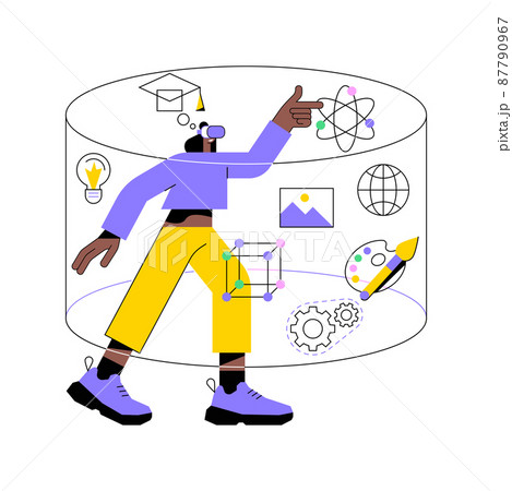 Interactive learning experience abstract concept vector illustration. E-learning platform software, social networking, online content, homeschooling in covid-2019 quarantine abstract metaphor. 87790967