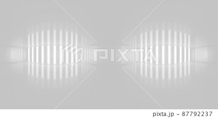 360 degree full panorama environment map of empty modern white studio room with glossy floor and reflections 3d render illustration hdri hdr vr virtual reality 87792237