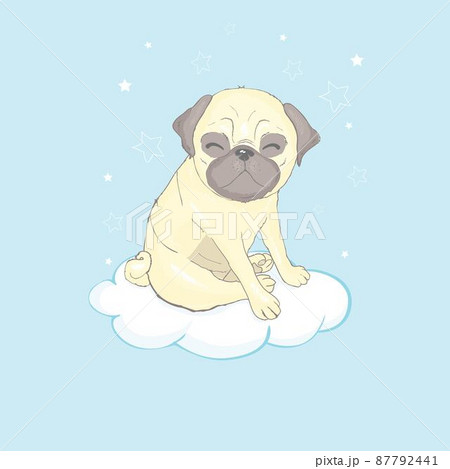 Pug dog cartoon illustration. Cute friendly fat... - Stock Illustration  [87792441] - PIXTA