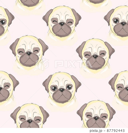 Vector cute pug vector pattern 87792443