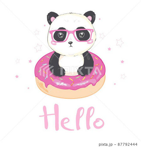 Vector Illustration: A cute cartoon giant panda is sitting on the ground Vector Illustration: A cute cartoon giant panda is sitting on the ground 87792444