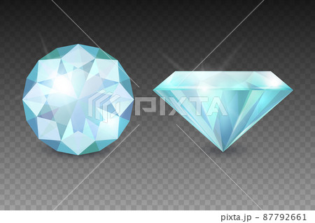 Vector 3d Realistic Blue Transparent Gemstone, Diamond, Crystal, Rhinestones Icon Set Closeup Isolated. Jewerly Concept. Design Template, Clipart. Top and Side View Vector 3d Realistic Blue Transparent Gemstone, Diamond, Crystal, Rhinestones Icon Set Closeup Isolated. Jewerly Concept. Design Template, Clipart. Top and Side View 87792661