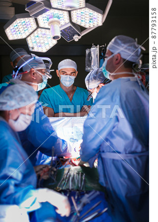 Surgeons in the operating room with a patient 87793158