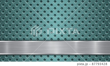 Metal background with holes and a polished plate Metal background with holes and a polished plate 87793428