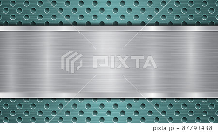 Metal background with holes and a polished plate Metal background with holes and a polished plate 87793438