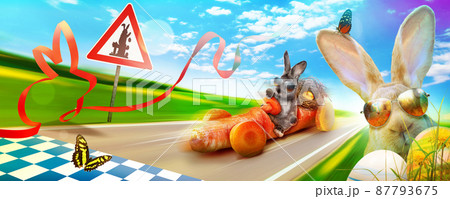 Funny Easter bunny. Happy Easter holiday concept. Funny Easter bunny. Happy Easter holiday concept. 87793675