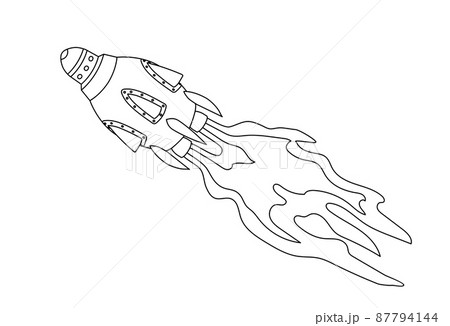 Doodle space rocket vector illustration isolated on white background. Simple style hand drawn flat Doodle space rocket vector illustration isolated on white background. Simple style hand drawn flat 87794144