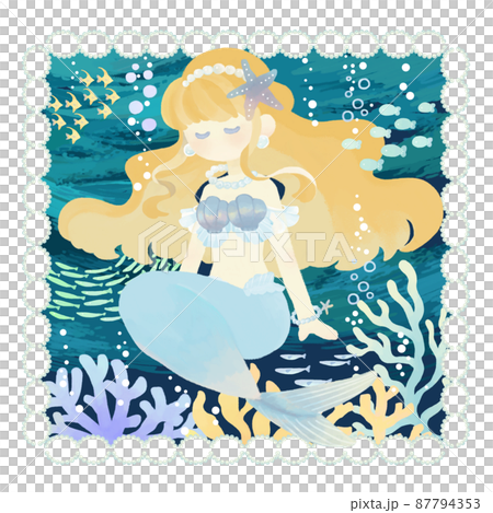人魚姫のイラスト ( 背景あり ) 1	 87794353