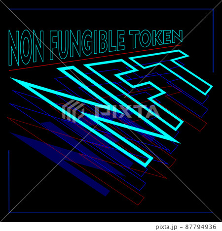 abstract lettering of the logo of a non-fungible token on a dark background abstract lettering of the logo of a non-fungible token on a dark background 87794936