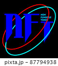 abstract lettering of the logo of a non-fungible token with rings on a dark background 87794938