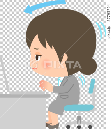 A woman doing desk work with her head forward 87795794