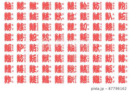 魚辺 漢字 判子　赤 87796162