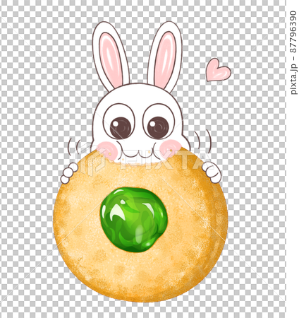 Illustration of a die-cut cookie with a green drain cherry Illustration of a die-cut cookie with a green drain cherry 87796390