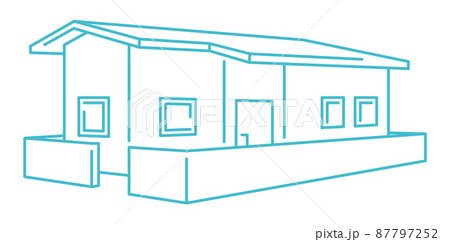 平屋の住宅のイラスト素材