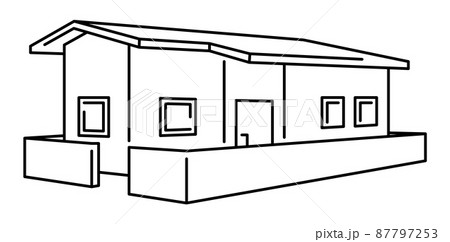 平屋の住宅のイラスト素材