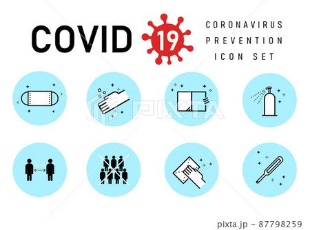 新型コロナウイルス感染症対策アイコンセット 87798259