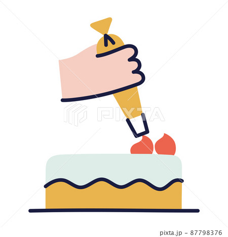 Cake. Hand Drawn Doodle Cooking Icon. Cake. Hand Drawn Doodle Cooking Icon. 87798376