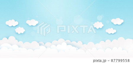 White cloud on blue sky background.Paper art vector illustration. White cloud on blue sky background.Paper art vector illustration. 87799558