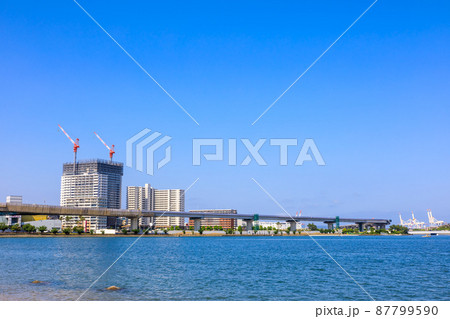 御島水域の風景（香椎海岸遊歩道からのアイランドシティ）　【福岡市東区】 87799590