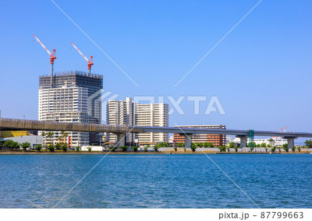 御島水域の風景（香椎海岸遊歩道からのアイランドシティ）　【福岡市東区】 87799663
