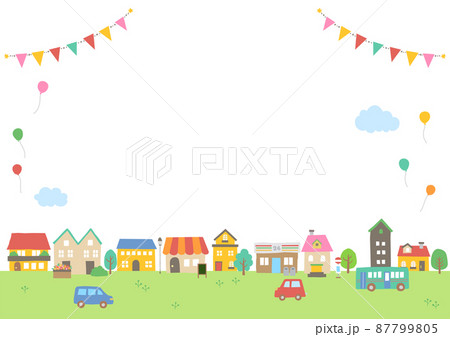 賑やかな住宅街フレーム 87799805