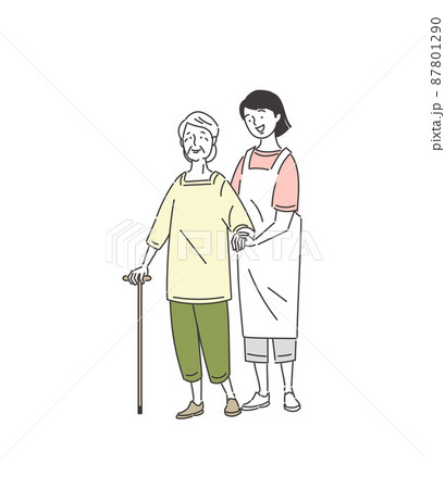 女性と高齢女性と介助 87801290