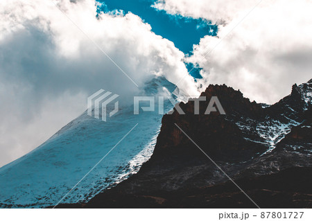 Colorful in autumn forest and snow mountain at Yading nature reserve, The last Shangri la 87801727