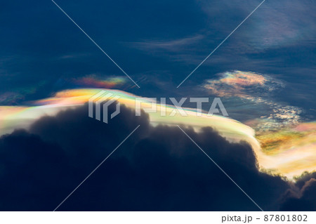 Beautiful background of iridescent pileus cloud 87801802