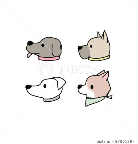 犬たちの横顔イラスト素材のイラスト素材