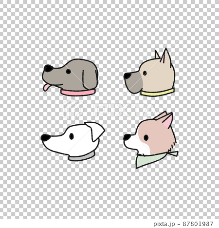 犬たちの横顔イラスト素材のイラスト素材