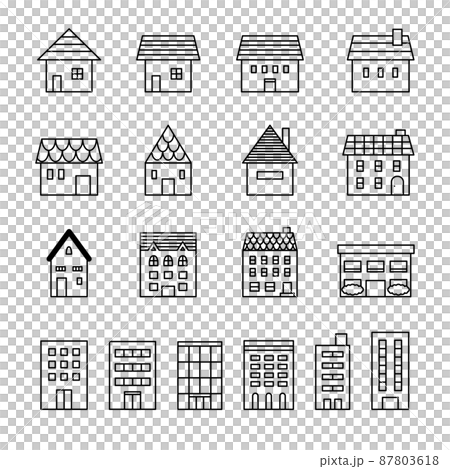 建物アイコンベクターイラストセット 建物アイコンベクターイラストセット 87803618
