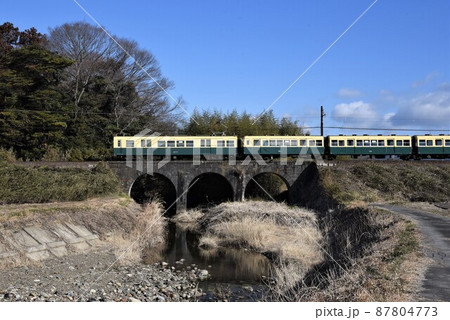 三岐鉄道　北勢線　楚原 - 麻生田駅間　名所　めがね橋を行く 87804773