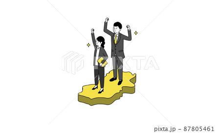 奈良県の地図の上に立つ笑顔のビジネスパーソン、3Dイラスト、ベクターイラストレーション 87805461