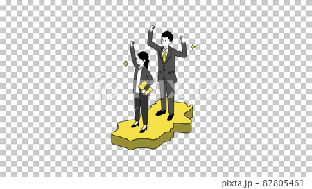 奈良県の地図の上に立つ笑顔のビジネスパーソン、3Dイラスト、ベクターイラストレーション 87805461