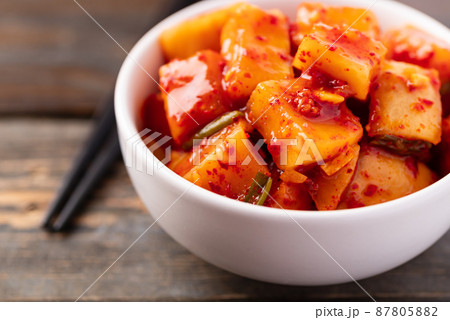 Kimchi radish, Korean homemade side dish food Kimchi radish, Korean homemade side dish food 87805882