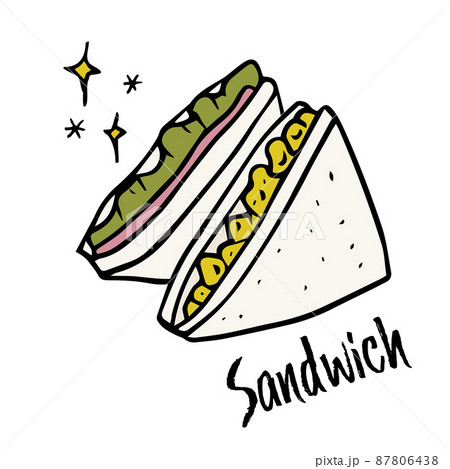 手描き素材セット 食べ物 サンドイッチのイラスト素材