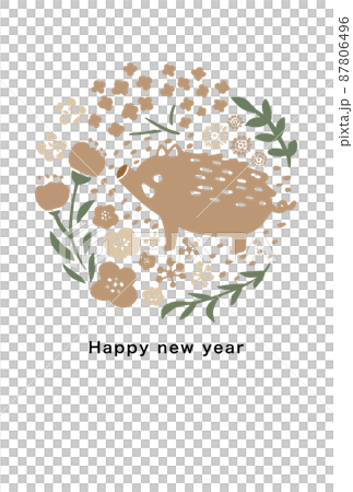 2031年 亥年 年賀状テンプレート 2031年 亥年 年賀状テンプレート 87806496