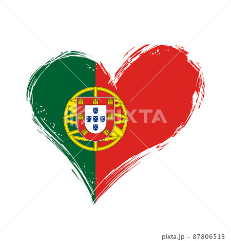 Portuguese flag heart-shaped grunge background. Vector illustration. 87806513