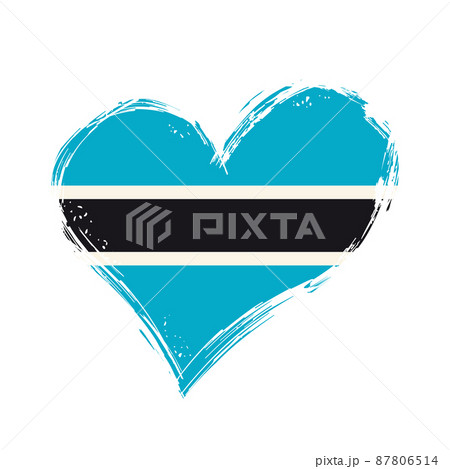 Botswanan flag heart-shaped grunge background. Vector illustration. 87806514
