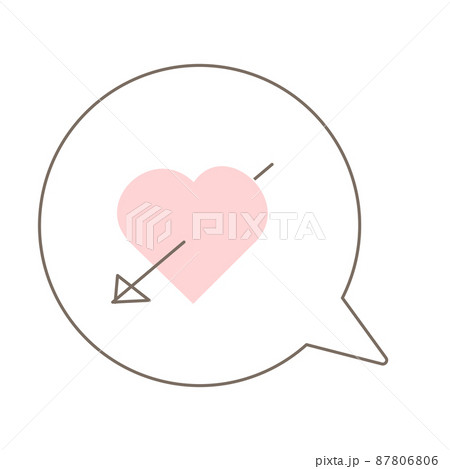 イラスト素材 ハートの絵文字の吹き出しアイコン 単品のイラスト素材