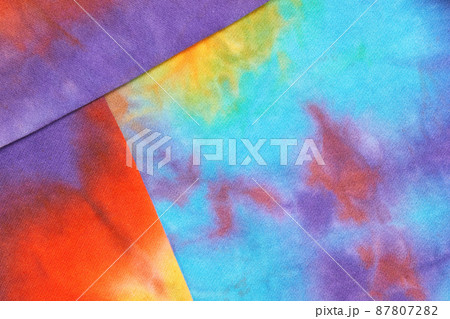 Abstract tie dye multicolor fabric cloth Boho pattern texture 87807282