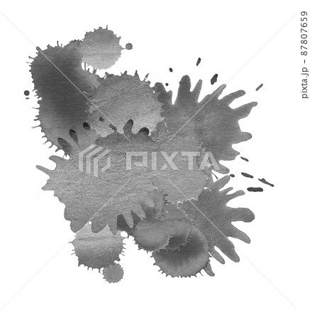 Watercolor blots background. Grunge black splash background. 87807659