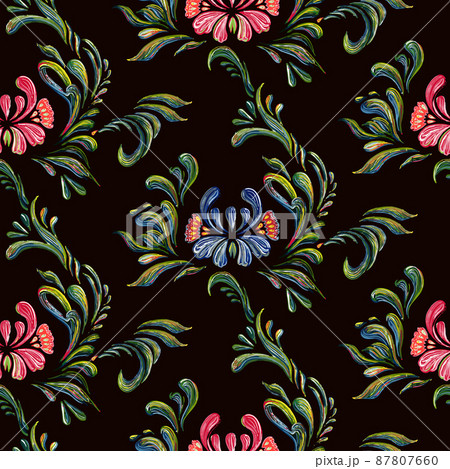 Seamless classic floral background. 87807660